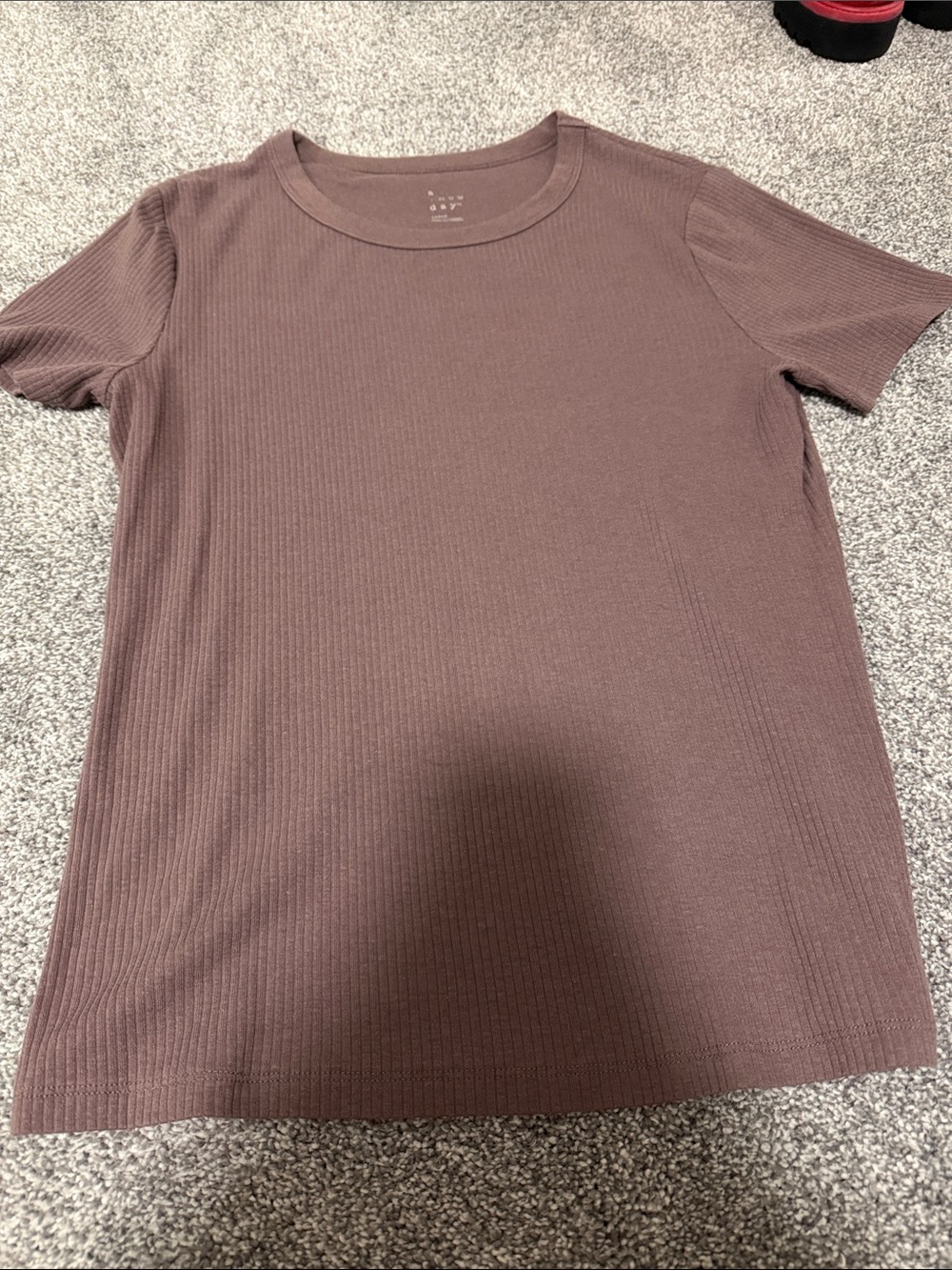 a new day Ribbed Short Sleeve Tee - Taupe Brown